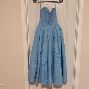 nwt house of cb audrey midi dress in tuscan blue - size xs